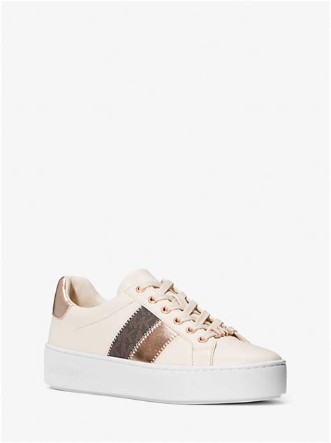 Poppy Metallic and Signature Logo Stripe Sneaker 